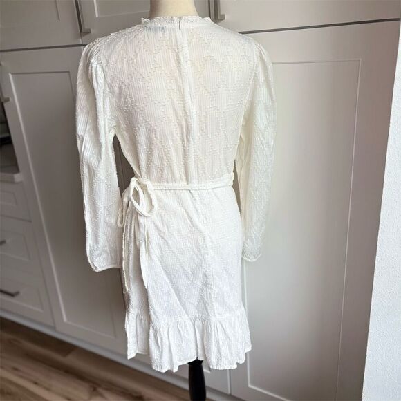 J. Crew Women's Puff-Sleeve Wrap Dress White Knee Length Size M - Picture 6 of 9